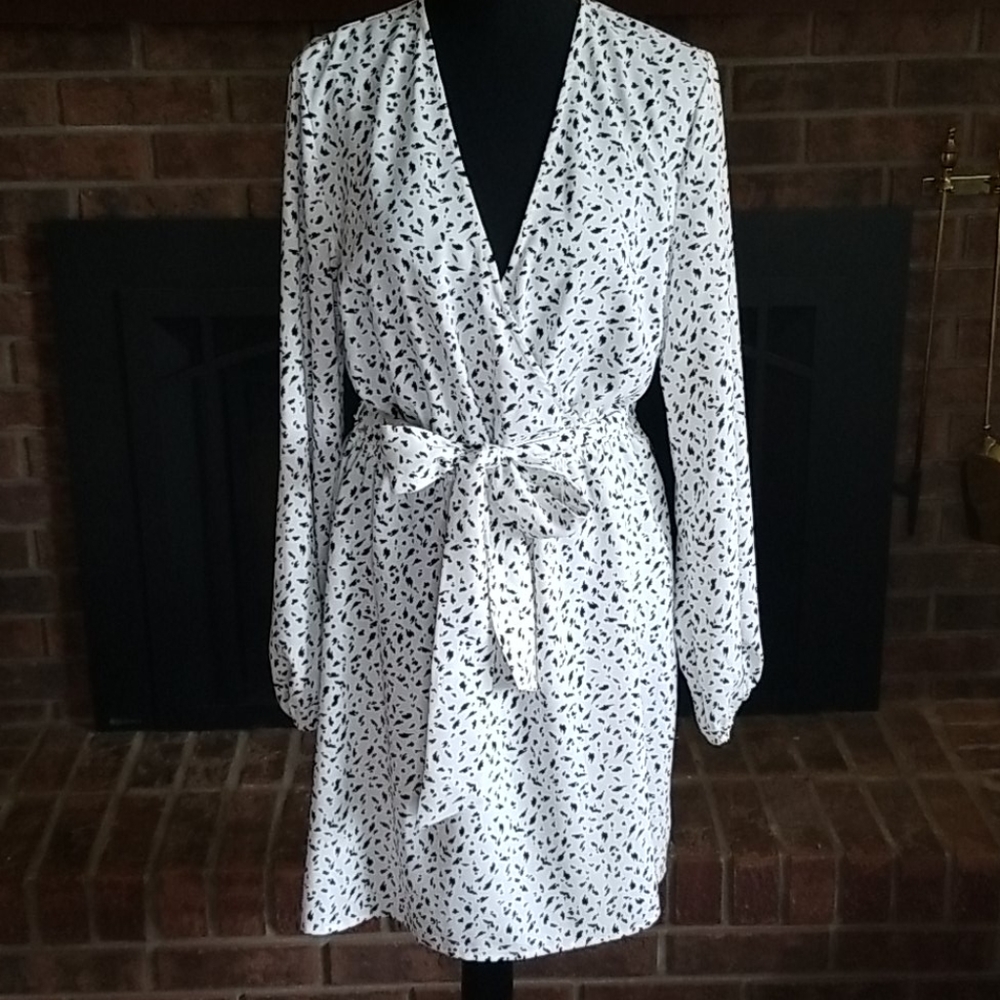 Longsleeve animal print wrap dress